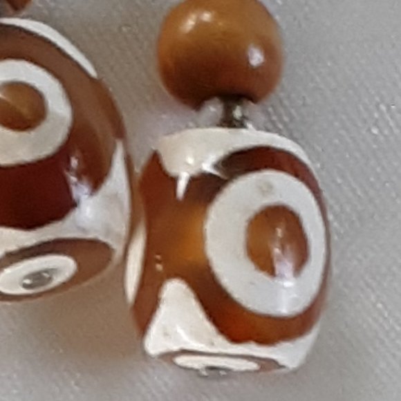 Handcrafted Pierced Earrings Tribal Look Mixed Medium - Picture 5 of 5